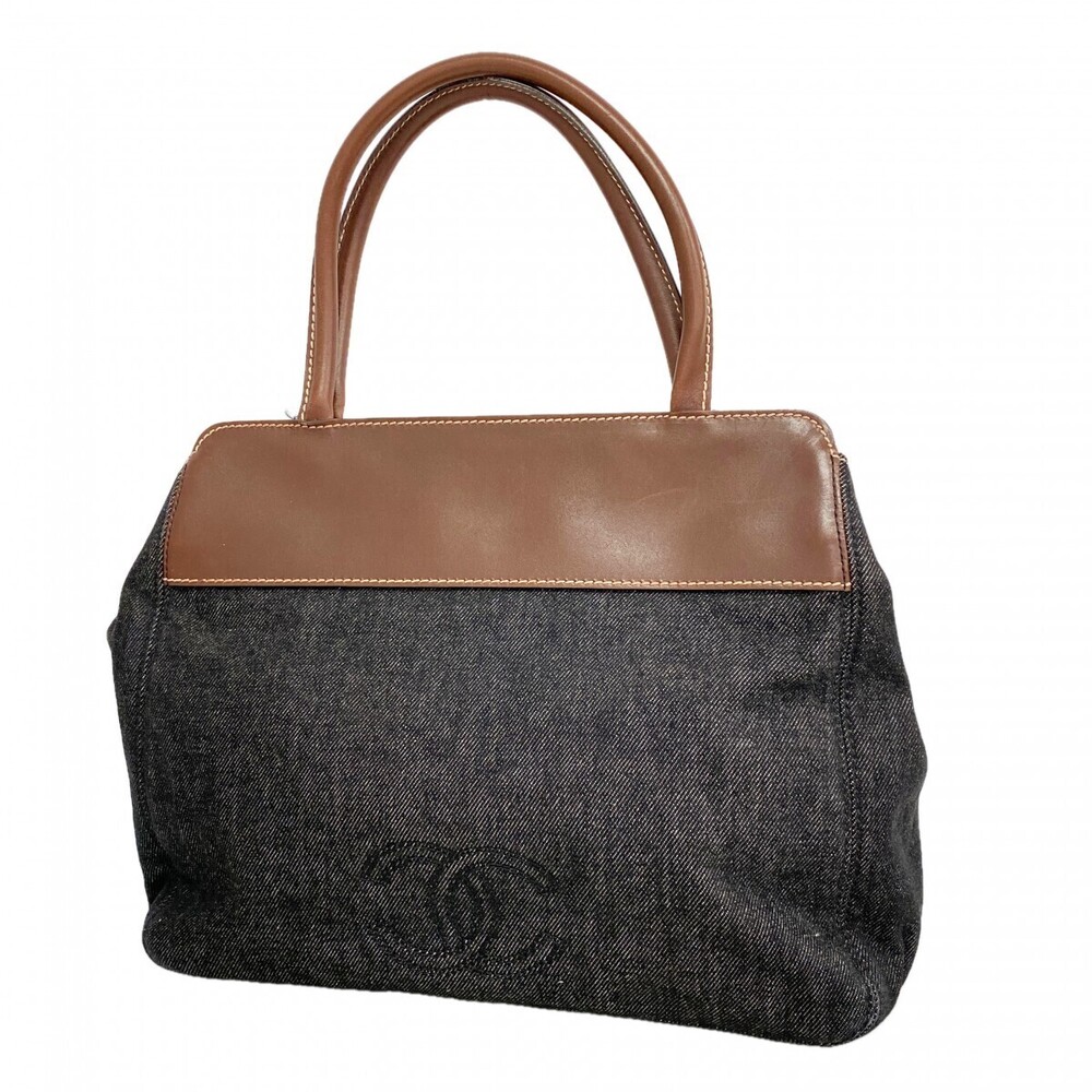 Chanel Tote Bag Denim Brown Black